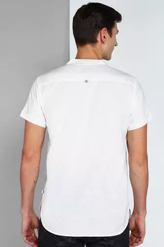 men's white linen cotton half sleeve  short kurta