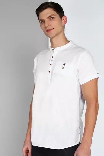 men's white linen cotton half sleeve  short kurta