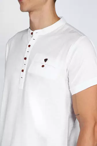 men's white linen cotton half sleeve  short kurta
