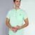 men's rama green linen cotton half sleeve  short kurta