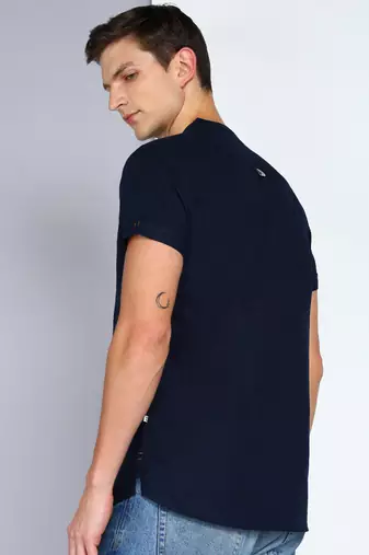 men's dark indigo linen cotton half sleeve  short kurta