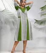 White cotton ethnic dress with panelled detailing