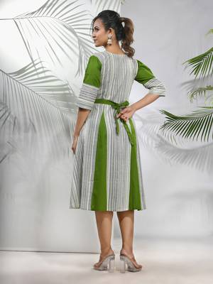 White cotton ethnic dress with panelled detailing 3