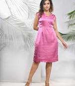 Magenta satin solid dress
