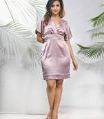 Rosewood pink satin solid bodycon dress