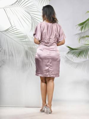 Rosewood pink satin solid bodycon dress 3