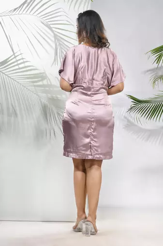 Rosewood pink satin solid bodycon dress