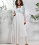 Off white georgette gown with sequins work