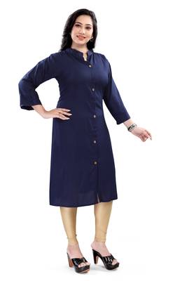 Women's rayon solid frontslit plus size kurti 1