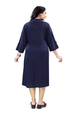 Women's rayon solid frontslit plus size kurti 2