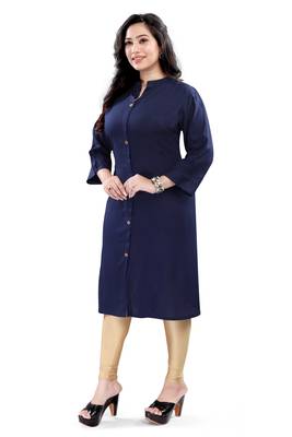 Women's rayon solid frontslit plus size kurti 3