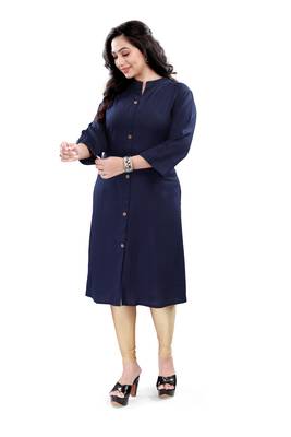 Women's rayon solid frontslit plus size kurti 4
