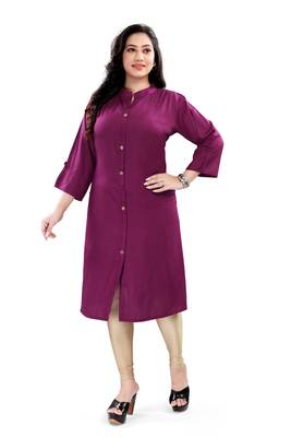 Women's rayon solid frontslit plus size kurti 1