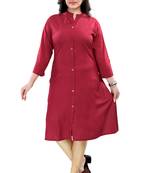 Women's rayon solid frontslit plus size kurti