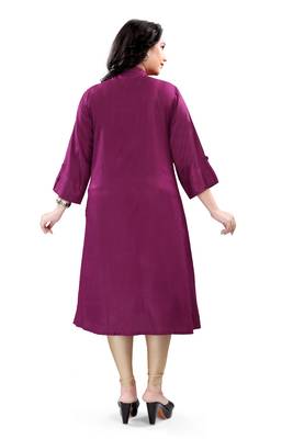 Women's rayon solid frontslit plus size kurti 2
