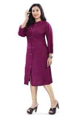 Women's rayon solid frontslit plus size kurti 3