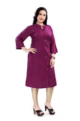 Women's rayon solid frontslit plus size kurti 4