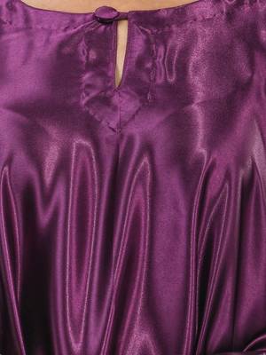 Purple solid kaftan & straight pant set with sequins 4