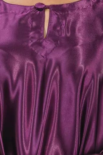 Purple solid kaftan & straight pant set with sequins