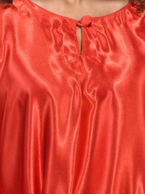 Red solid kaftan & straight pant set with sequins 4