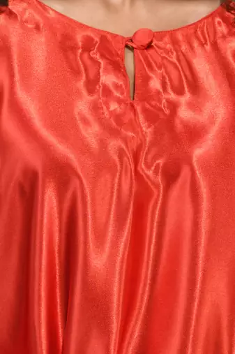 Red solid kaftan & straight pant set with sequins