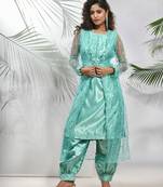 Mint Green Satin Net Punjabi Salwar Suit