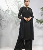 Black georgette suit set with beads work