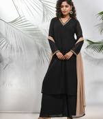 Black georgette suit set with beads work