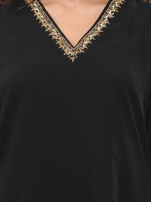 Black georgette suit set with beads work 4