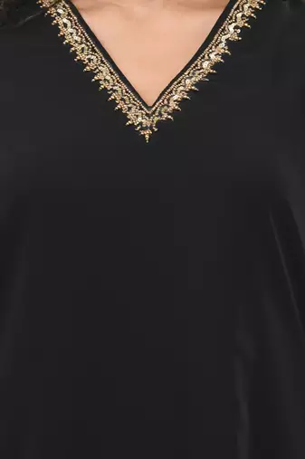 Black georgette suit set with beads work