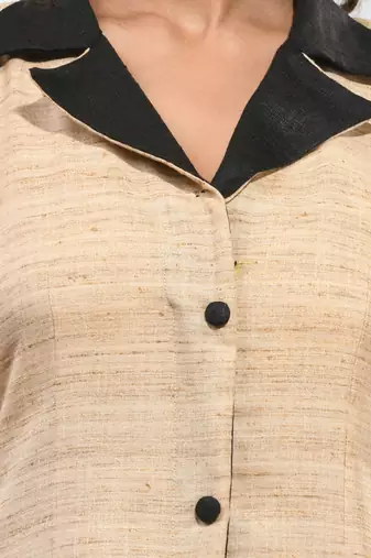 Beige matka solid a-line kurta set