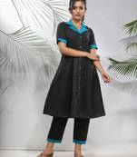 Black matka solid a-line kurta set