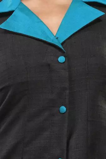 Black matka solid a-line kurta set