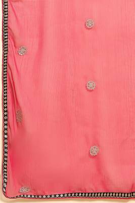 Trendmalls Women's Embroidery Anarkali Salwar Suit Black Kurta Pant with Pink Dupatta for Women 7