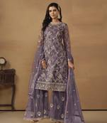 LAVENDER PINK NET EMBROIDERED SHARARA SALWAR KAMEEZ