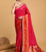 Ethnic And Festive Pink Traditional Looks Silk Woven Saree
