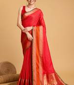Ethnic And Festive Red Traditional Looks Silk Woven Saree