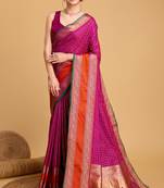 Ethnic And Festive Magenta Traditional Looks Silk Woven Saree