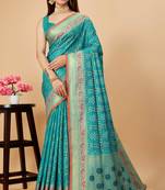 Blue Patola Silk Meenakari Jacquard Woven Designer Saree