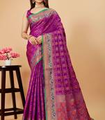 Voilet Patola Silk Meenakari Jacquard Woven Designer Saree