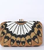 Black & Golden color katdana beaded hand embroided hand clutch cum sling bag