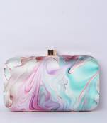 Pink With multi color digital printed hand clutch cum sling bag
