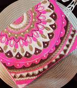 Pink with multi color beaded embellished sling bag
