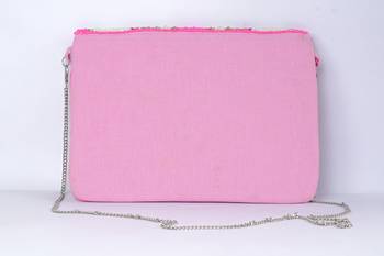 Pink with multi color beaded embellished sling bag 5