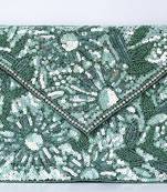 Green with multi color beaded embellished sling bag