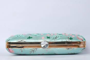 C-Green with multi color beaded /Sequins work embellished clutch cum sling bag 3