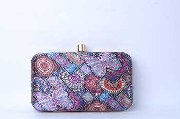 Dark Pink with Multi color beaded/Sequins hand clutch cum sling bag 2