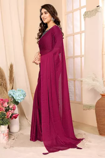 Pink Fancy Swarovski Work Designer Girlish Partywear Saree