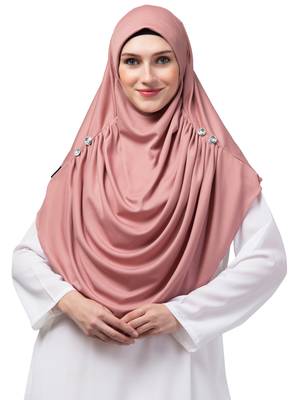 Nazneen front gather & pleated with Cristal stone ready to wear prayer Hijab  1