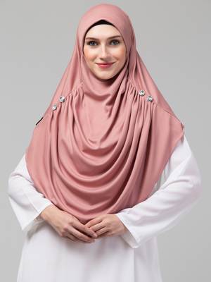 Nazneen front gather & pleated with Cristal stone ready to wear prayer Hijab  3